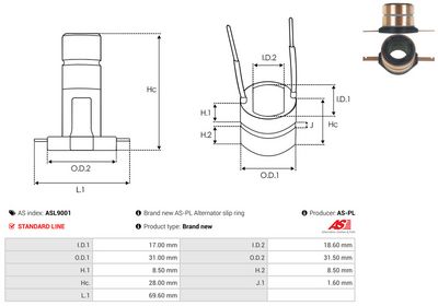 COLECTOR ALTERNATOR AS-PL ASL9001 2