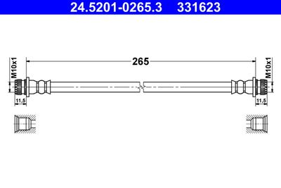 Тормозной шланг ATE 24.5201-0265.3 для MITSUBISHI COLT