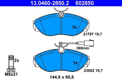 Комплект тормозных колодок, дисковый тормоз ATE 13.0460-2850.2 для FIAT DUCATO