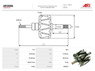 Rotor, dynamo AS-PL AR3006