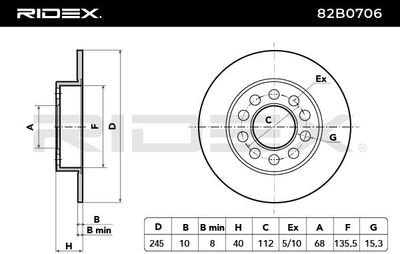 спирачен диск RIDEX 82B0706