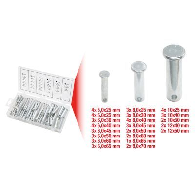 Ks Tools - Sortiment bezpečnostných kolíkov Ø5-12 mm 21 veľkostí 60ks