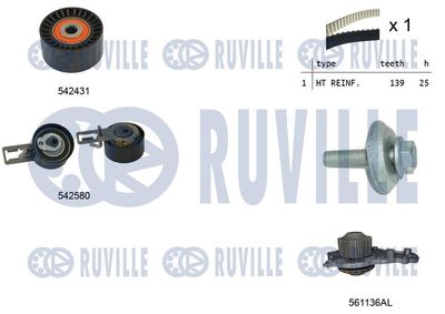 Водяной насос + комплект зубчатого ремня RUVILLE 5503861 для CITROËN DS3