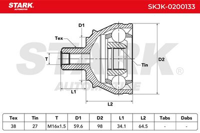 каре комплект, полуоска STARK SKJK-0200133