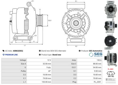 GENERATOR / ALTERNATOR AS-PL A0863SEG 4