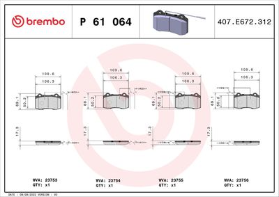 SET PLACUTE FRANA FRANA DISC BREMBO P61064