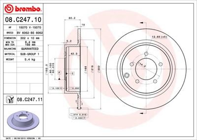 Тормозной диск BREMBO 08.C247.11 для JEEP PATRIOT