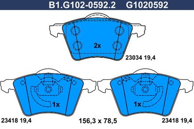 GALFER B1.G102-0592.2 Тормозные колодки и сигнализаторы  для FORD GALAXY (Форд Галаx)