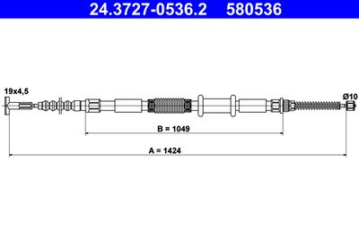 ATE 24.3727-0536.2 Трос ручного тормоза  для FIAT BRAVA (Фиат Брава)