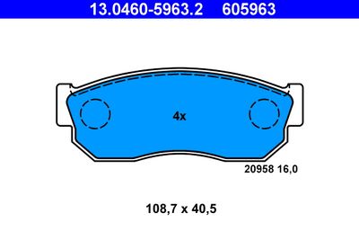 Комплект тормозных колодок, дисковый тормоз ATE 13.0460-5963.2 для NISSAN SUNNY