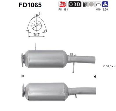 Filtr sadzy / filtr cząstek stałych, układ wydechowy AS FD1065