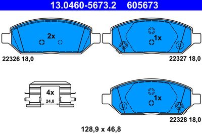 Комплект тормозных колодок, дисковый тормоз ATE 13.0460-5673.2 для OPEL KARL
