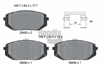 комплект спирачно феродо, дискови спирачки BENDIX Braking BPD2378