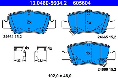 Комплект тормозных колодок, дисковый тормоз 13.0460-5604.2