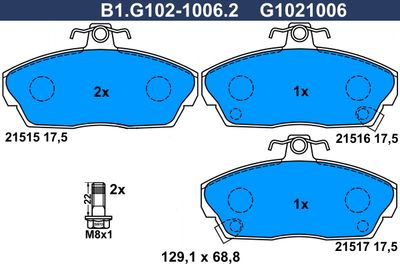 GALFER B1.G102-1006.2 Тормозные колодки и сигнализаторы  для ROVER 25 (Ровер 25)
