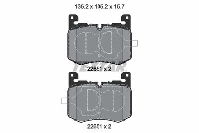 Комплект тормозных колодок, дисковый тормоз TEXTAR 2265101 для JAGUAR F-PACE