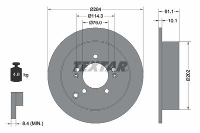 Тормозной диск TEXTAR 92134000 для HYUNDAI HIGHWAY
