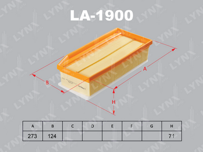 Воздушный фильтр LYNXauto LA-1900 для LADA XRAY
