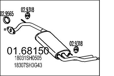 Глушитель выхлопных газов конечный MTS 01.68150 для HONDA CRX