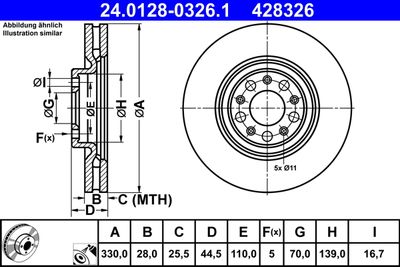 Тормозной диск ATE 24.0128-0326.1 для ALFA ROMEO STELVIO