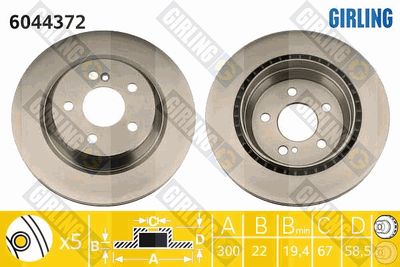 GIRLING 6044372 Тормозные диски  для MERCEDES-BENZ S-CLASS (W220) S 430 4-matic (220.083, 220.183)