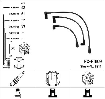 Комплект проводов зажигания NGK 8211 для FIAT TEMPRA