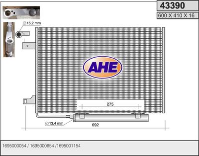 Конденсатор, кондиционер AHE 43390 для MERCEDES-BENZ B-CLASS