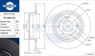 спирачен диск ROTINGER RT 12027-GL