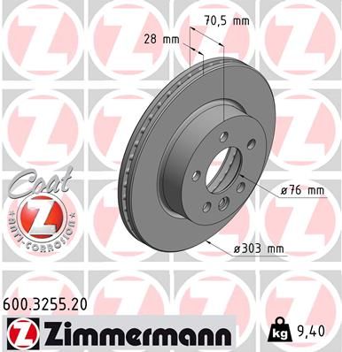 ZIMMERMANN 600.3255.20 Гальмівні диски для MAN (Ман)