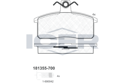 Комплект тормозных колодок, дисковый тормоз ICER 181355-700 для IVECO MASSIF