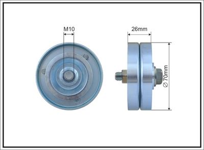 Įtempiklio skriemulys, V formos rumbuotas diržas