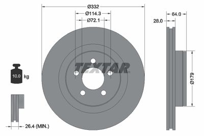 Тормозной диск TEXTAR 92287303 для DODGE NITRO