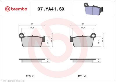 Bromsbeläggssats, skivbroms BREMBO 07YA41SX