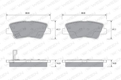 Комплект тормозных колодок, дисковый тормоз WEEN 151-2567 для HYUNDAI SOLARIS