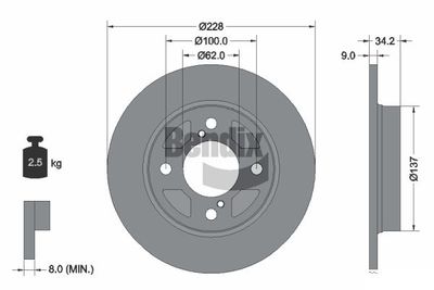 BENDIX Braking BDS2137 Тормозные диски для SUZUKI SWIFT V (AZ)