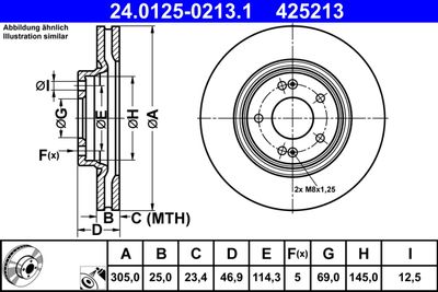 Тормозной диск ATE 24.0125-0213.1 для KIA XCEED