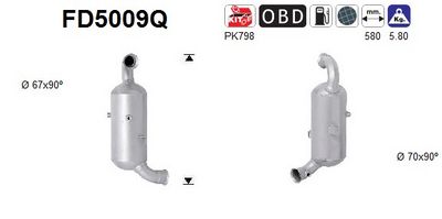 Filtr sazových částic, výfukový systém AS FD5009Q