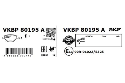 Brake Pad Set, disc brake VKBP 80195 A