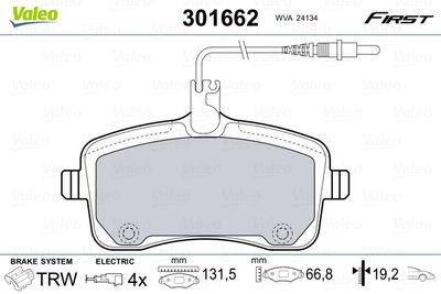 Brake Pad Set, disc brake 301662