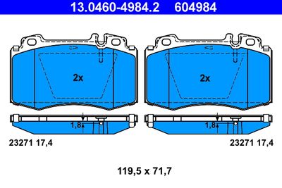 Комплект тормозных колодок, дисковый тормоз ATE 13.0460-4984.2 для MERCEDES-BENZ SL