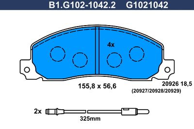 GALFER B1.G102-1042.2 Гальмівні колодки 