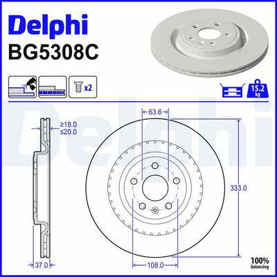 спирачен диск DELPHI BG5308C