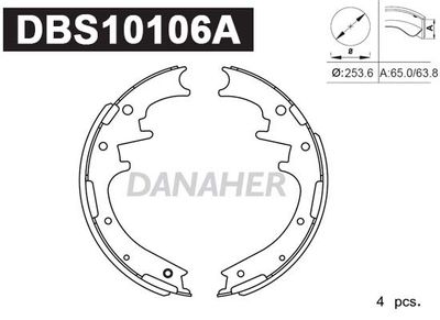 Комплект тормозных колодок DANAHER DBS10106A для FORD RANGER