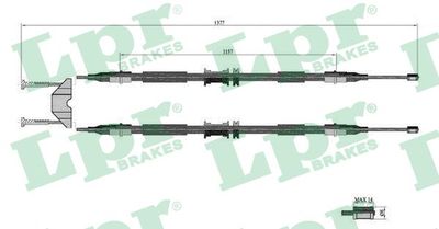 Тросик, cтояночный тормоз LPR C0595B для OPEL ZAFIRA