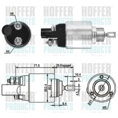 Тяговое реле, стартер HOFFER 46132 для AUDI A3