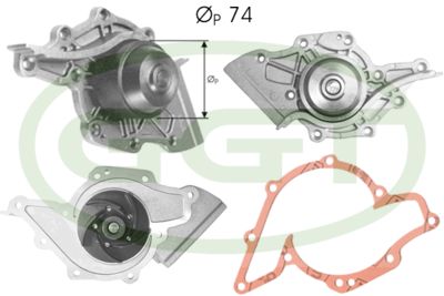 Водяной насос, охлаждение двигателя GGT PA10774 для AUDI V8