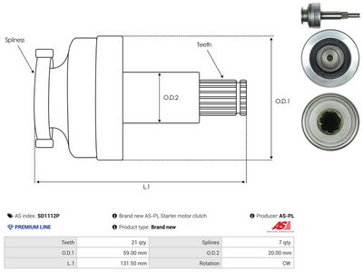 PINION ELECTROMOTOR AS-PL SD1112P 3