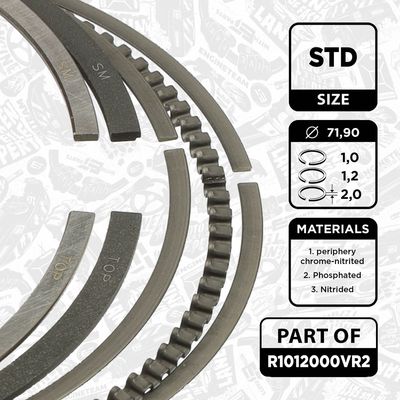 SET SEGMENTI PISTON ET ENGINETEAM R1012000VR2 1