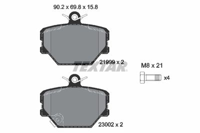 Комплект тормозных колодок, дисковый тормоз TEXTAR 2199901 для SMART FORTWO