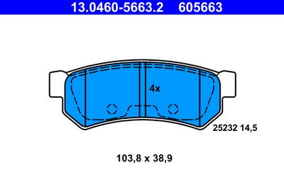 Комплект тормозных колодок, дисковый тормоз ATE 13.0460-5663.2 для CHEVROLET LACETTI